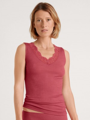 Pomegranate Red Calida Silky Wool Joy Tank Top Women Underwear | AMXPS-7560