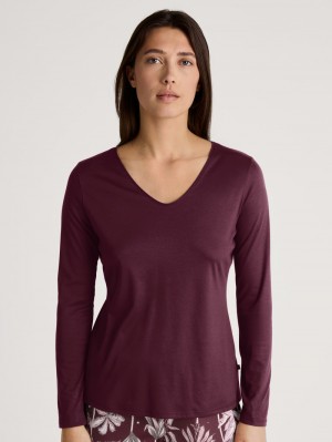 Port Royal Red Calida Favourites Ground Shirt Long Sleeve Women Loungewear | SFXJI-6025