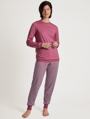 Red Violet Calida Special Pyjama With Cuff Women Sleepwear | WPDYO-9035