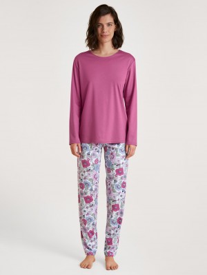 Red Violet Calida Spring Flower Dreams Pyjama Women Sleepwear | OGBMH-7430