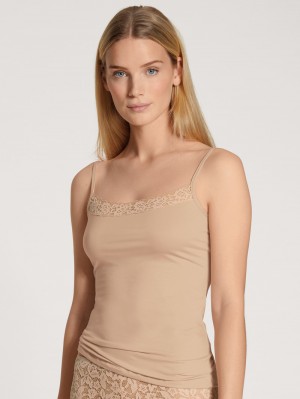 Rose Teint Calida Natural Comfort Lace Spaghetti Top Women Underwear | MWANS-9621