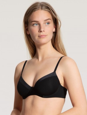 Schwarz Calida Cate T-shirt Bra Women Underwear | IZDTP-7426