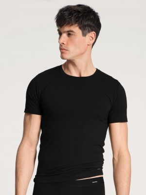 Schwarz Calida Cotton Code T-shirt Men Underwear | FQKTP-4582