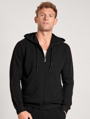 Schwarz Calida Remix Basic Lounge Jacket Men Loungewear | QNBOW-3419