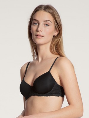 Schwarz Calida Sensual Secrets Underwired T-shirt Bra With Padding Women Underwear | NJCSO-0497