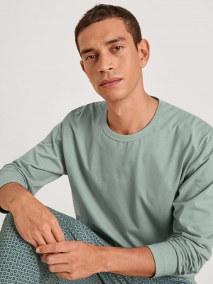 Slate Grey Calida Rmx Sleep Weekend Shirt Long Sleeve Men Sleepwear | PVCEQ-3528