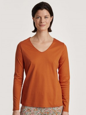 Smoked Paprika Calida Special Shirt Long Sleeve Women Loungewear | XRIQH-9026