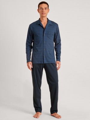 Sodalite Blue Calida Relax Swiss Edition Pyjama Buttoned Men Sleepwear | TSYJN-5219