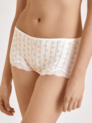 Star White Flowers Calida Toujours Print Panty Women Underwear | HKVTP-1384