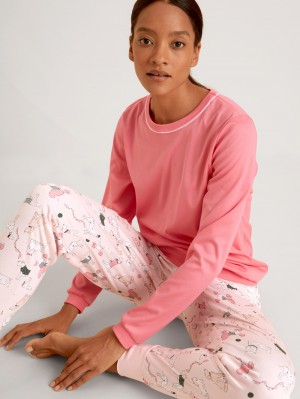 Strawberry Ice Calida Dog Dreams Pyjama With Cuff Women Sleepwear | KHTPC-9752