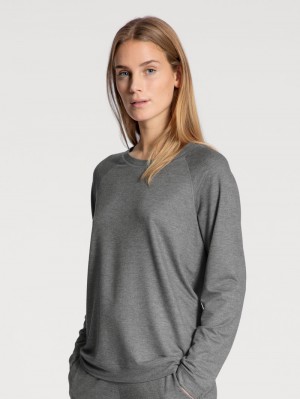 Urban Grey Mele Calida Favourites Lounge Shirt Long Sleeve, French Terry Women Yoga | RXVJT-9458