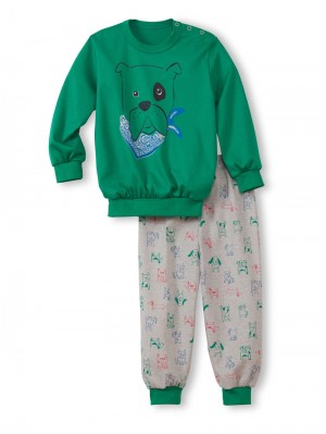 Viridis Green Calida Toddlers Puppy Pyjama With Cuff Kids' Pyjama | IFDAO-4205