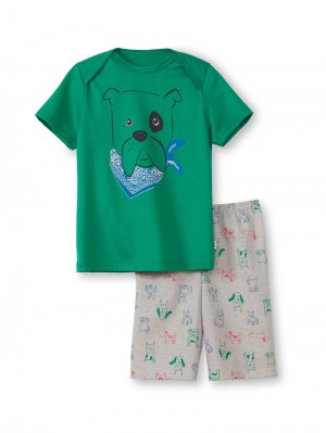 Viridis Green Calida Toddlers Puppy Short Pyjama Kids' Pyjama | BXDJK-6378