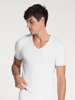 Weiss Calida Clean Line V-shirt Men Underwear | YKHUL-8365