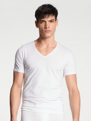 Weiss Calida Cotton Code V-shirt Men Underwear | XTFLO-4037