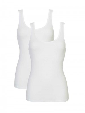 White Calida Classic Tank Top, Two-pack Women Underwear | UCBKZ-3206