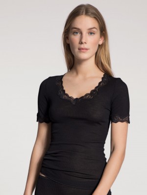 Ws Schwarz Calida Richesse Lace Shirt Short Sleeve Women Underwear | WQFHA-3127