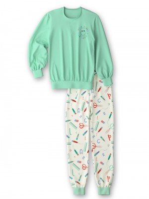 Yucca Green Calida Kids Abc Pyjama With Cuff Kids' Pyjama | AKZNI-6745