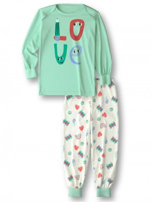 Yucca Green Calida Toddlers Doodle Pyjama With Cuff Kids' Pyjama | JUESG-1602