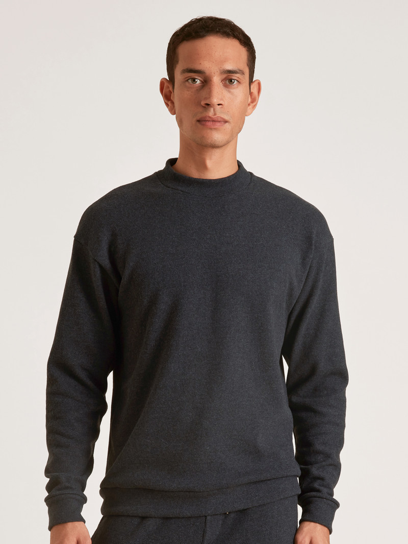 Anthrazit Melé Calida Rmx Lounge Time Off Sweatshirt Men Loungewear | YQMRH-6210