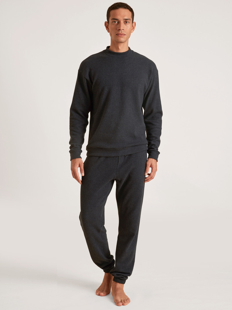 Anthrazit Melé Calida Rmx Lounge Time Off Sweatshirt Men Loungewear | YQMRH-6210