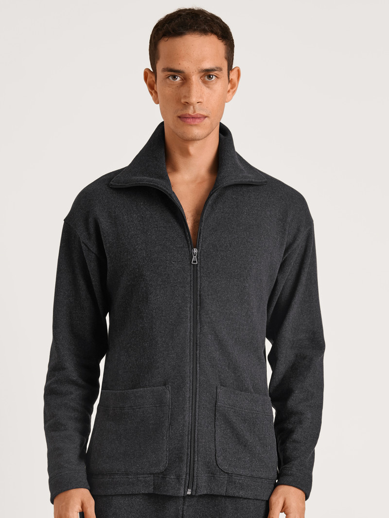 Anthrazit Melé Calida Rmx Lounge Time Off Jacket Men Loungewear | MONPI-0659