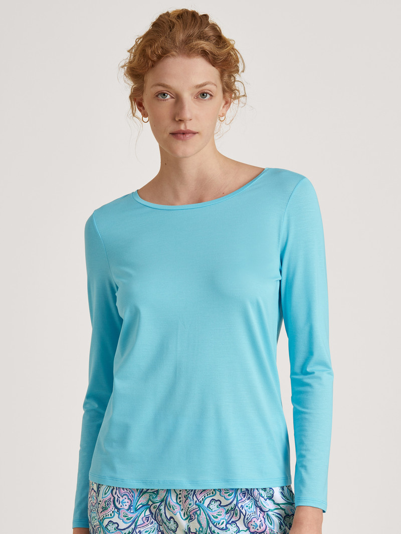 Blue Topaz Calida Favourites Energy Shirt Long Sleeve Women Loungewear | MHKNV-0395