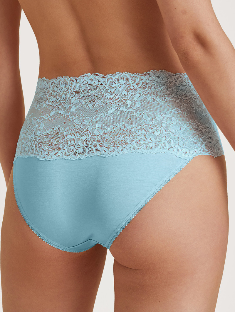 Blue Topaz Calida Sensual Secrets High-waisted Briefs With Lace Waistband Women Underwear | BJAGO-4701