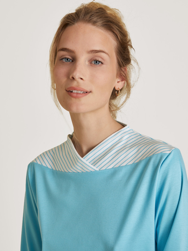 Blue Topaz Calida Soulmate Pyjama With Cuff Women Sleepwear | CZQJW-6248