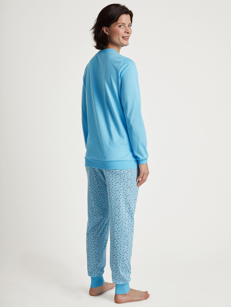 Blue Topaz Calida Special Pyjama With Cuff Women Sleepwear | HPIWD-6405