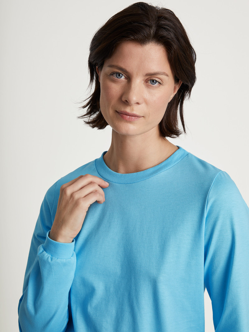 Blue Topaz Calida Special Pyjama With Cuff Women Sleepwear | HPIWD-6405