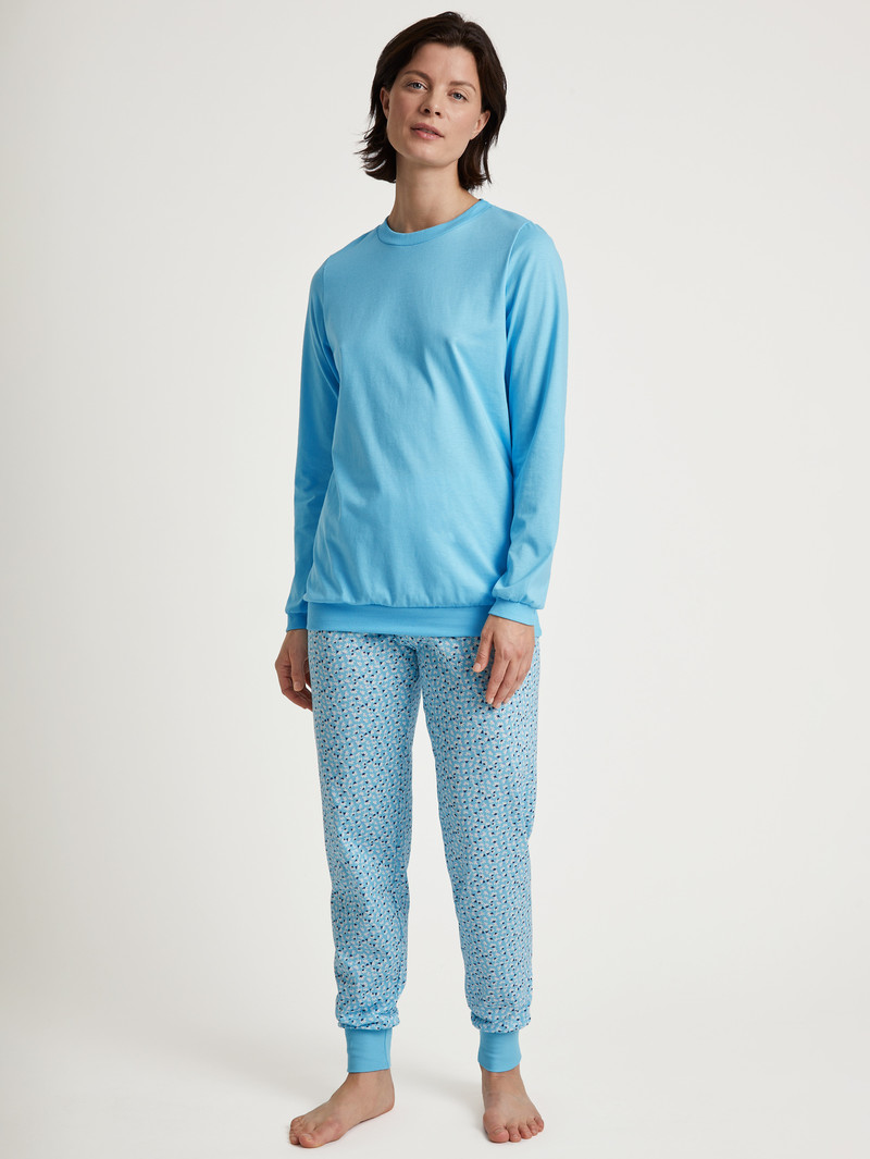 Blue Topaz Calida Special Pyjama With Cuff Women Sleepwear | HPIWD-6405