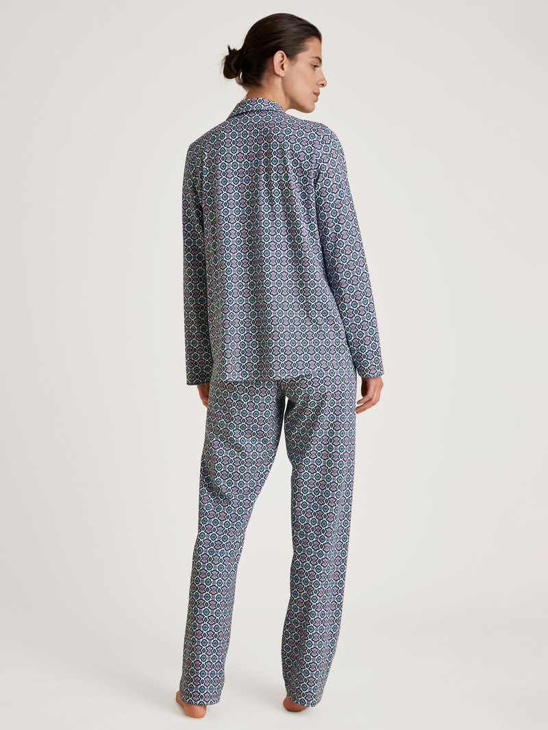 Blue Topaz Calida Spring Nights Pyjamas, Buttoned Through Women Sleepwear | ZILFG-4258