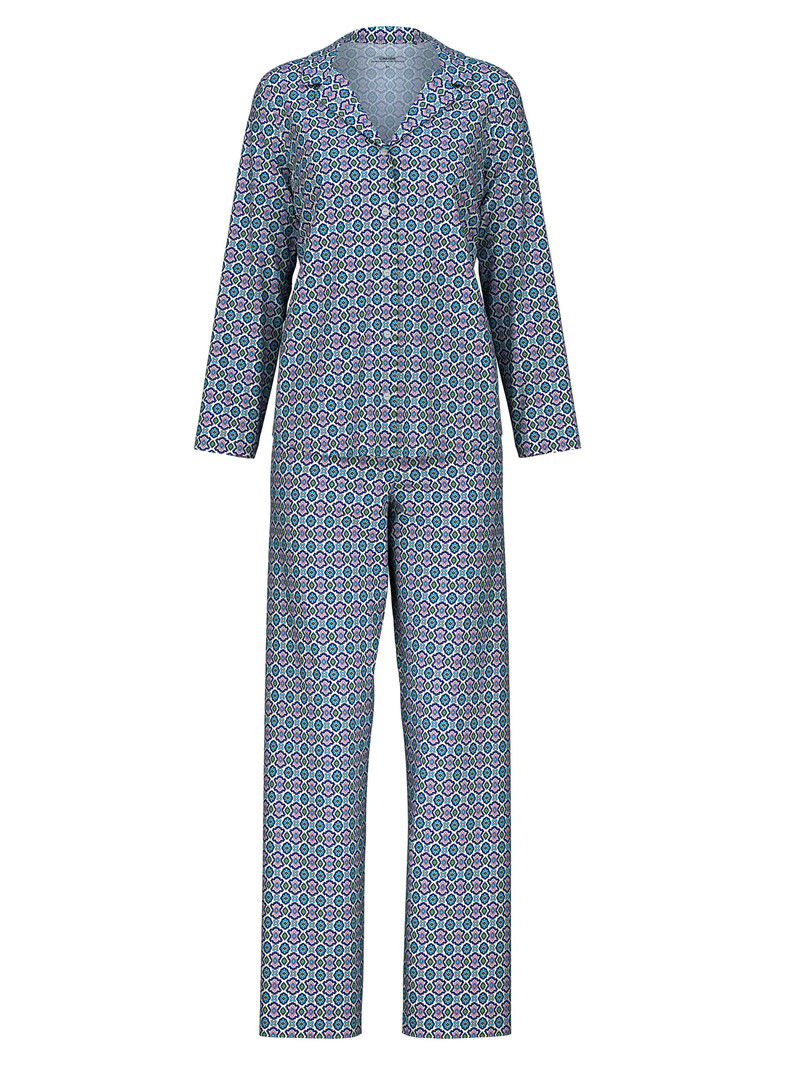 Blue Topaz Calida Spring Nights Pyjamas, Buttoned Through Women Sleepwear | ZILFG-4258