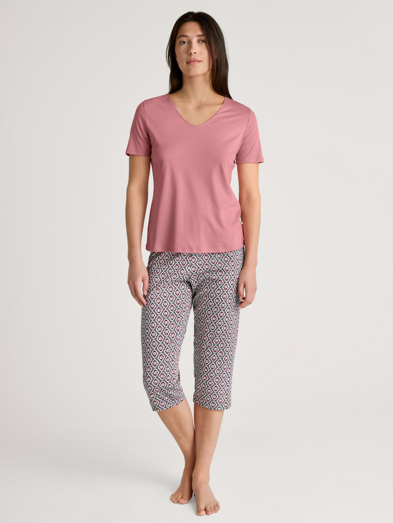 Blush Flower Calida Favourites Ground V-shirt Women Sleepwear | DBIGA-5093