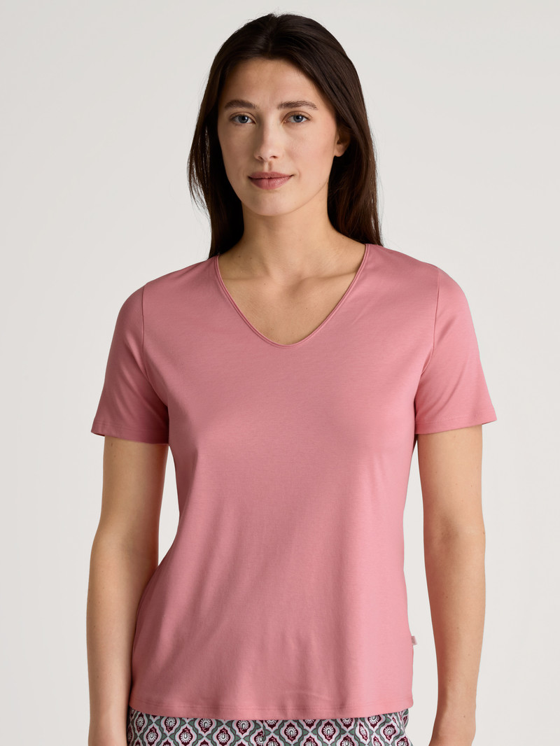 Blush Flower Calida Favourites Ground V-shirt Women Loungewear | JXQBI-3580