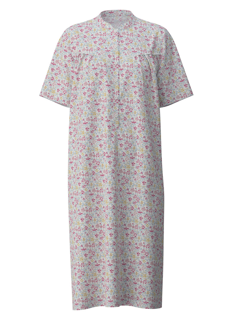 Blush Flower Calida Soft Cotton Nightdress, Length 110 Cm Women Sleepwear | KBOUG-9548