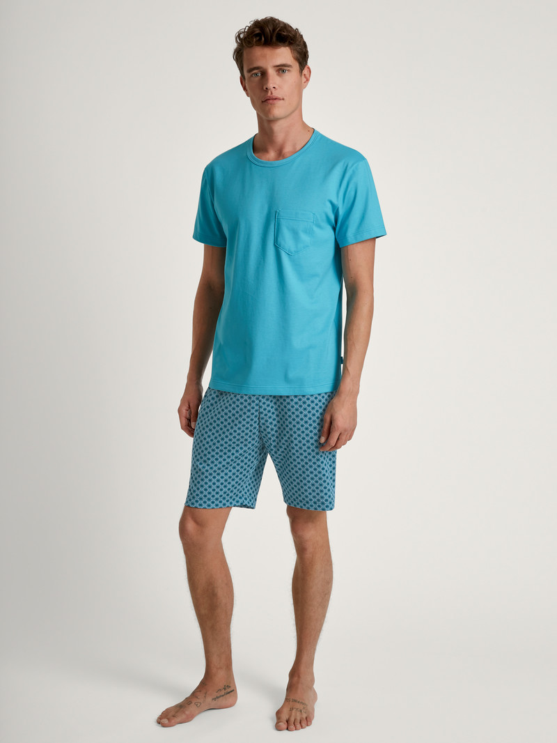 Bright Blue Calida Relax Imprint 3 Short Pyjama Men Sleepwear | HPMUA-4132