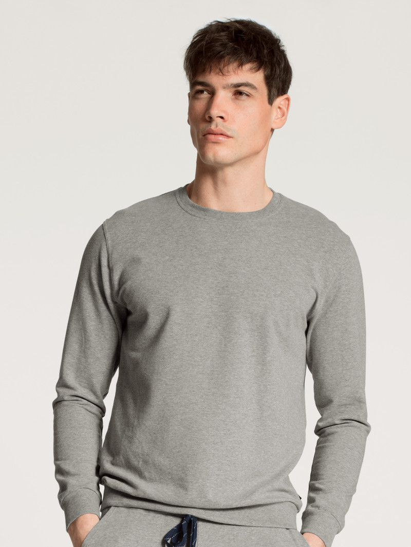 Carbon Melé Calida Remix Basic Lounge Sweatshirt Men Loungewear | JXRBH-0697