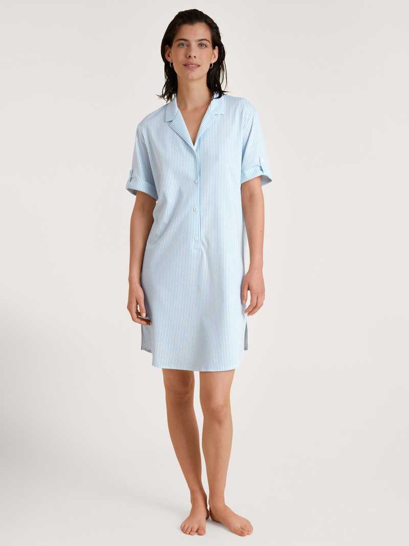 Cascade Blue Calida Amalfi Journey Nightdress, Length 95 Cm Women Sleepwear | WLPCV-1084