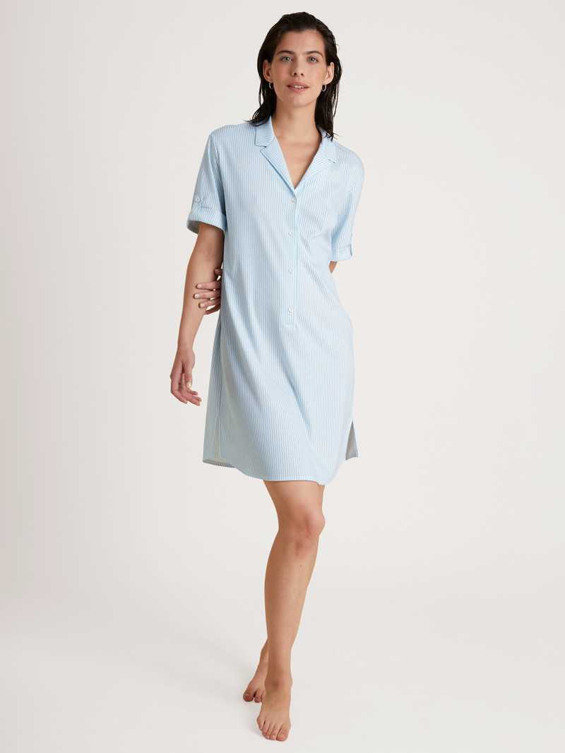 Cascade Blue Calida Amalfi Journey Nightdress, Length 95 Cm Women Sleepwear | WLPCV-1084