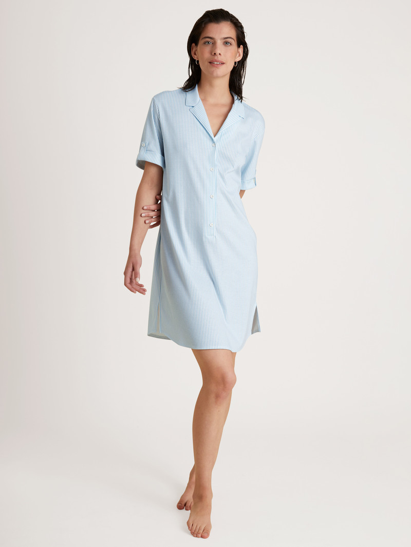 Cascade Blue Calida Amalfi Journey Nightdress, Length 95 Cm Women Loungewear | VUAFT-1054