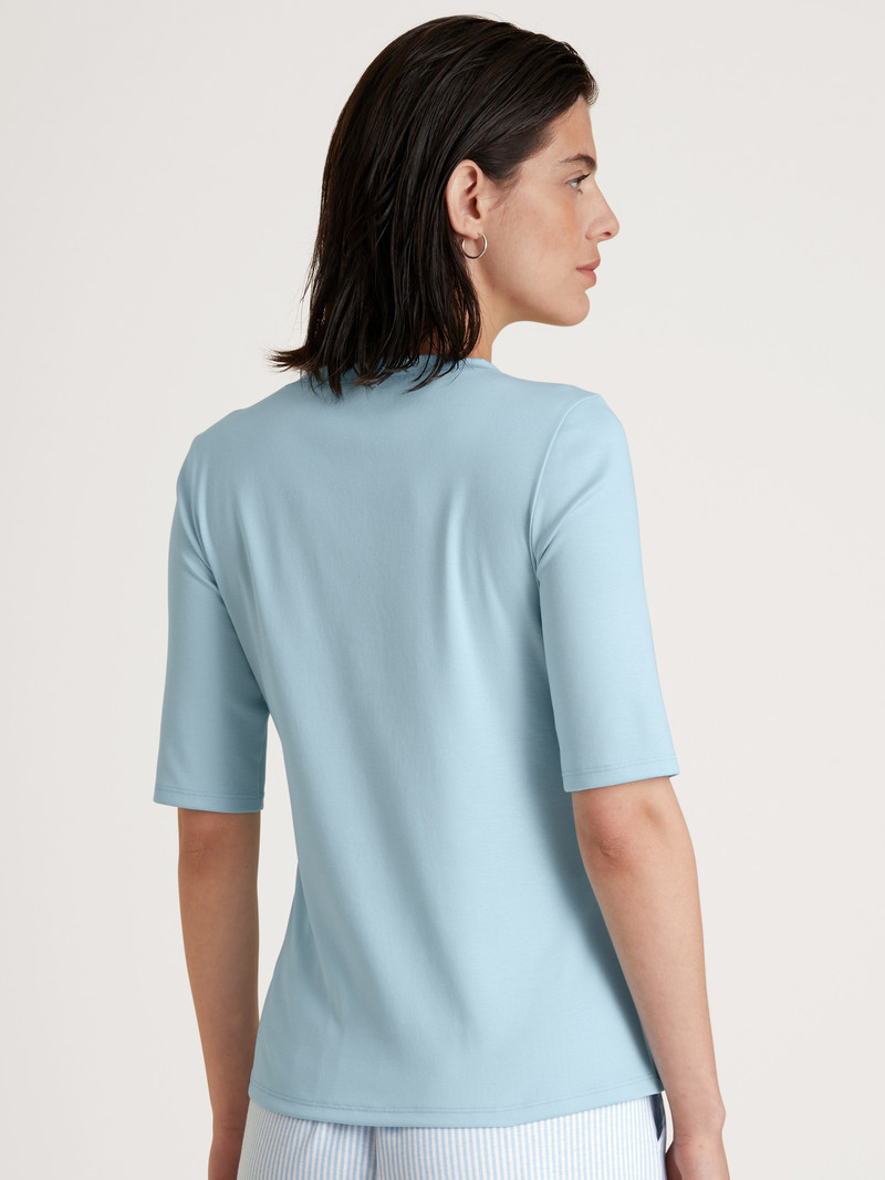 Cascade Blue Calida Amalfi Journey Shirt Short Sleeve Women Sleepwear | CULJQ-8237