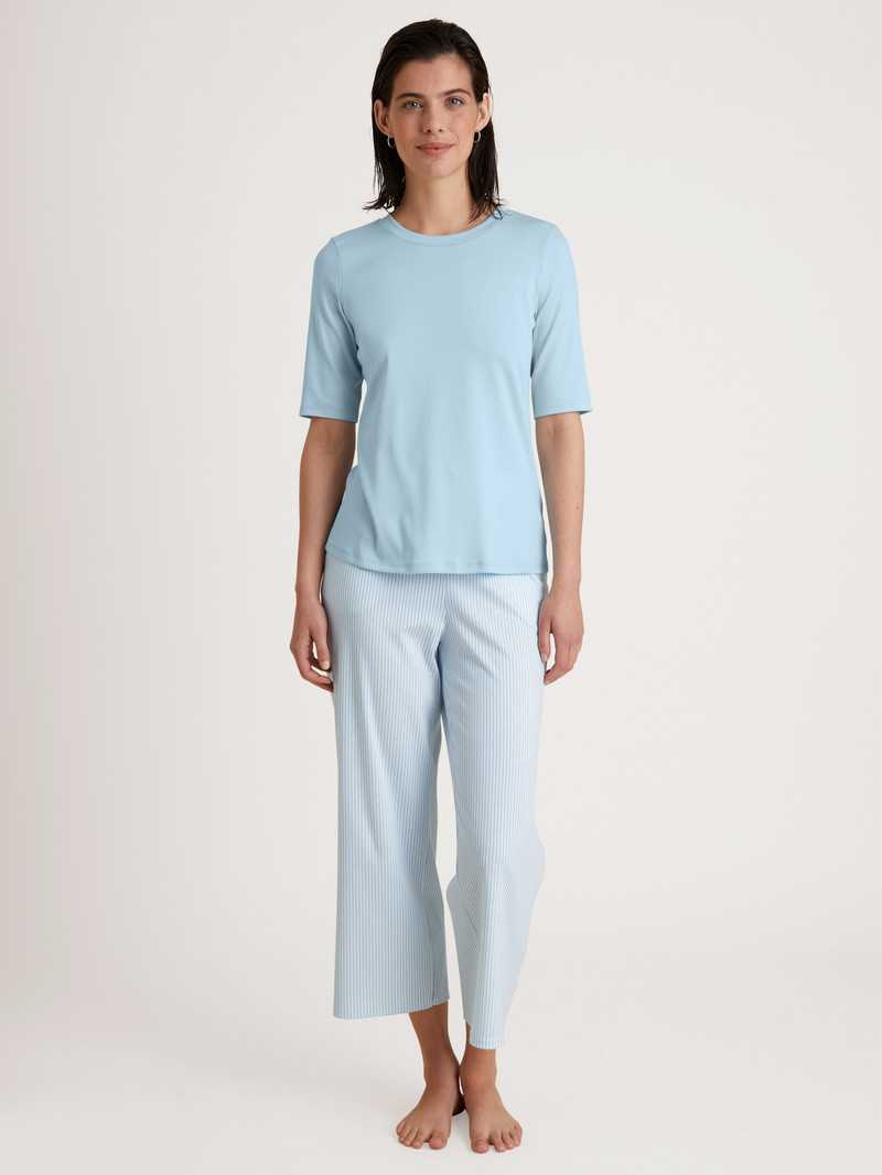 Cascade Blue Calida Amalfi Journey Shirt Short Sleeve Women Loungewear | UBOMX-7942