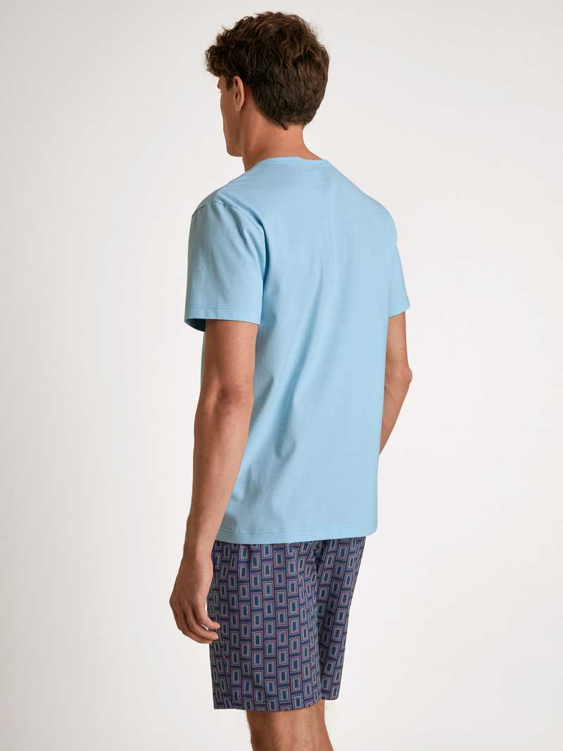 Cascade Blue Calida Relax Imprint 6 Short Pyjama Men Sleepwear | DVPTN-0791