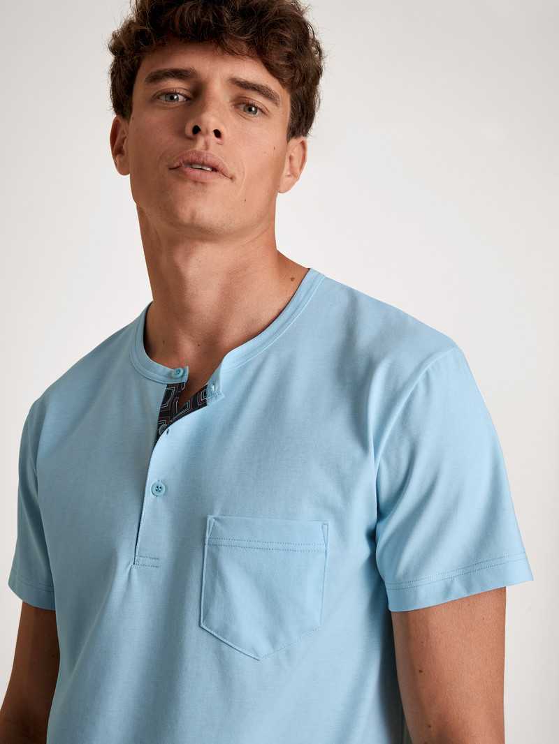 Cascade Blue Calida Relax Imprint 6 Short Pyjama Men Sleepwear | DVPTN-0791