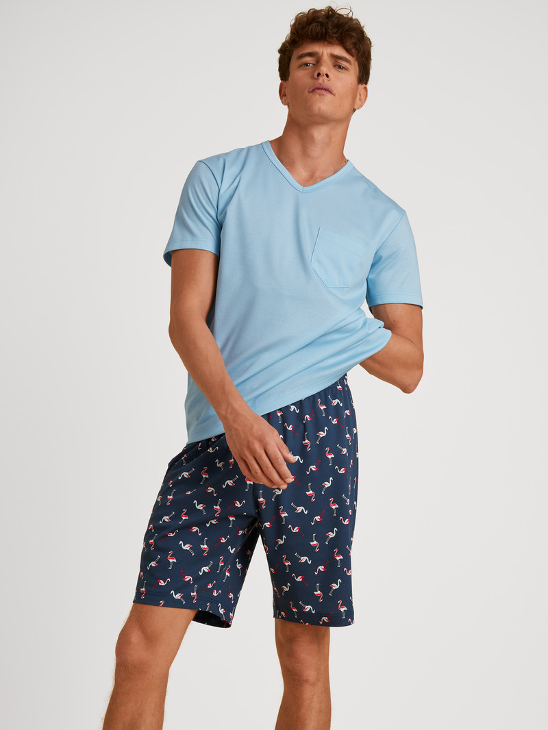 Cascade Blue Calida Relax Streamline 6 Short Pyjama Men Sleepwear | RQGWL-7426