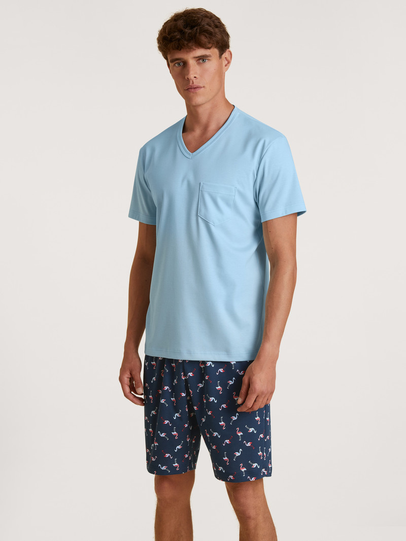 Cascade Blue Calida Relax Streamline 6 Short Pyjama Men Sleepwear | RQGWL-7426