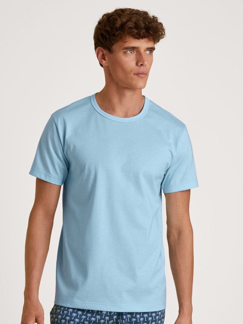 Cascade Blue Calida Rmx Sleep Journey T-shirt Men Summer Outfits | FOWGB-3705