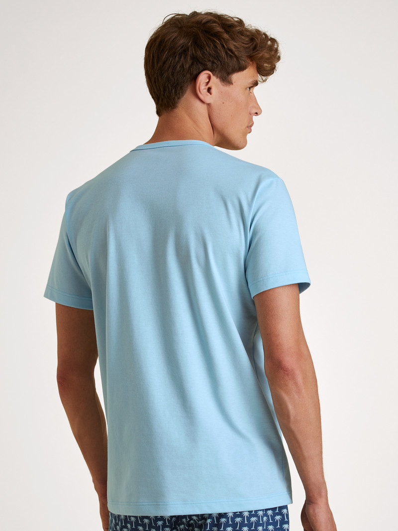 Cascade Blue Calida Rmx Sleep Journey T-shirt Men Summer Outfits | FOWGB-3705